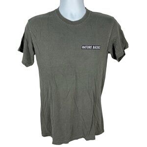 Nature Backs Graphic Tee Olive Green Short Sleeve Crew Neck Cotton Mens T-Shirt